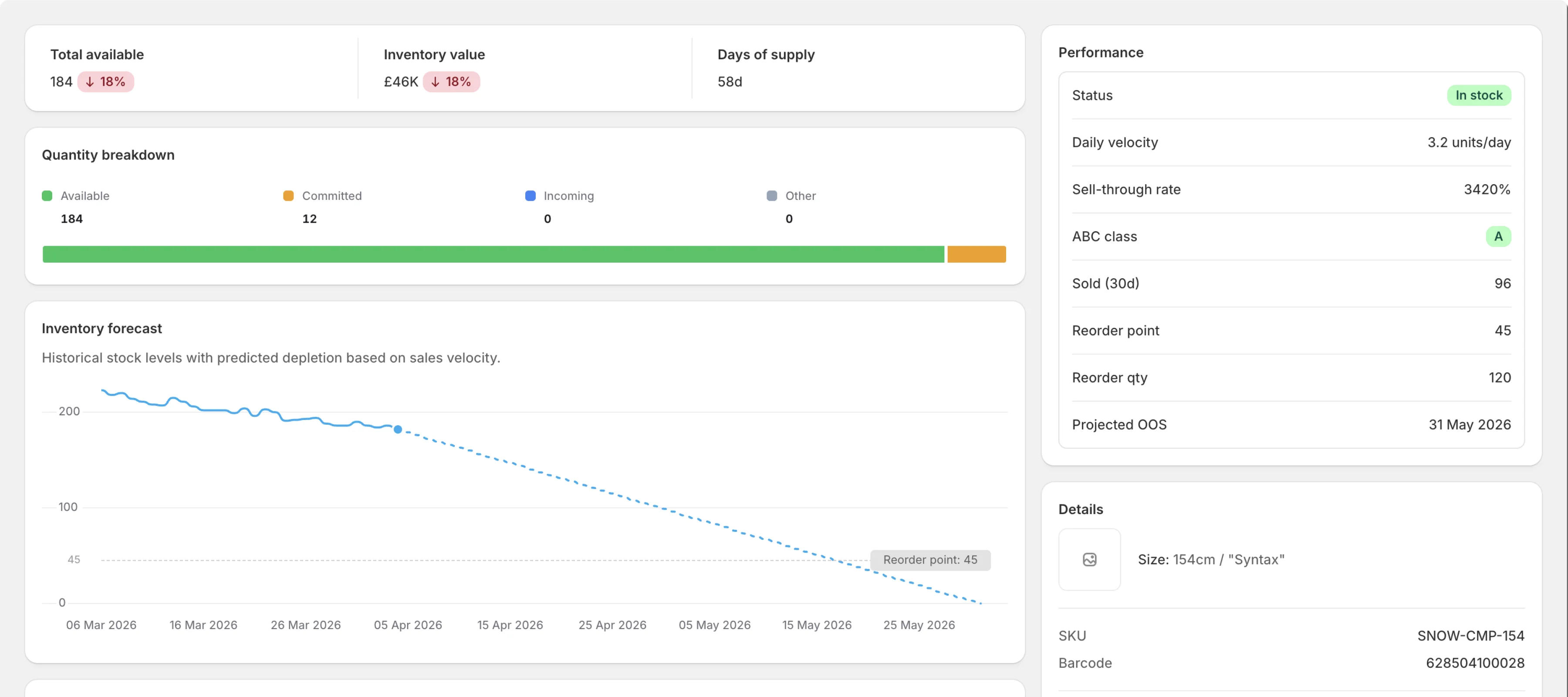 Inventory history tracking across locations